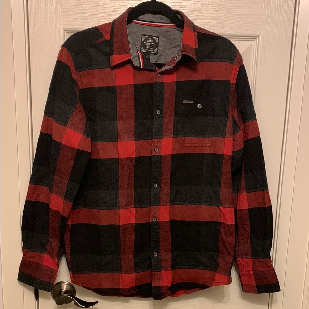 Point Zero Red and Black Plaid Shirt